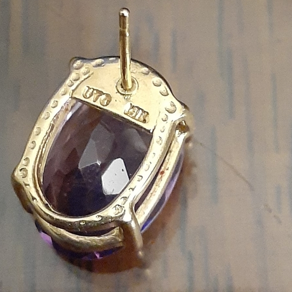 AMETHYST OVAL LARGE STONE STUDS 14K - Picture 8 of 8